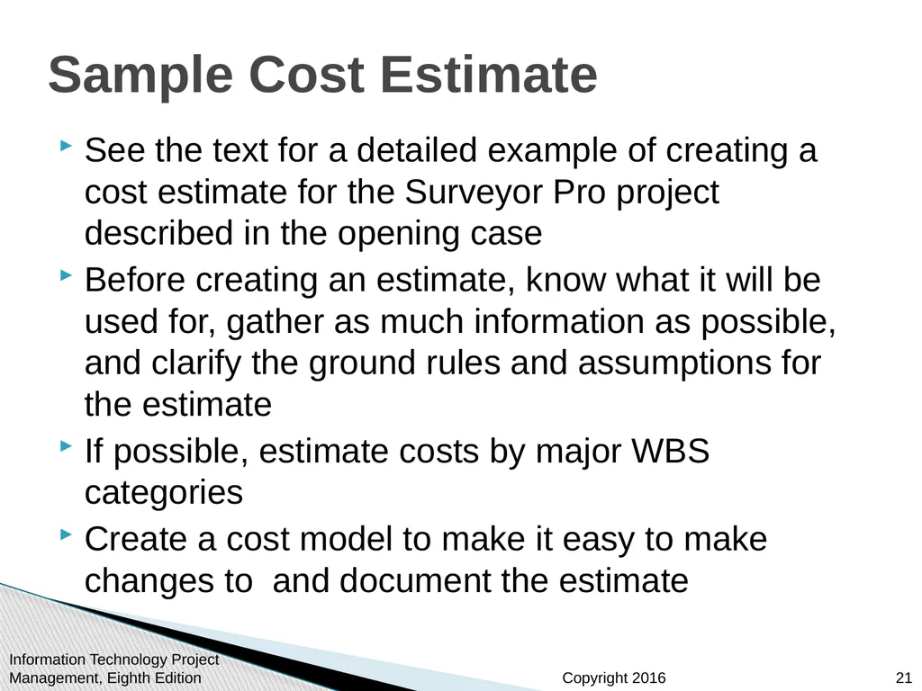 Chapter 7 Project Cost Management Information - slide 21 of 41