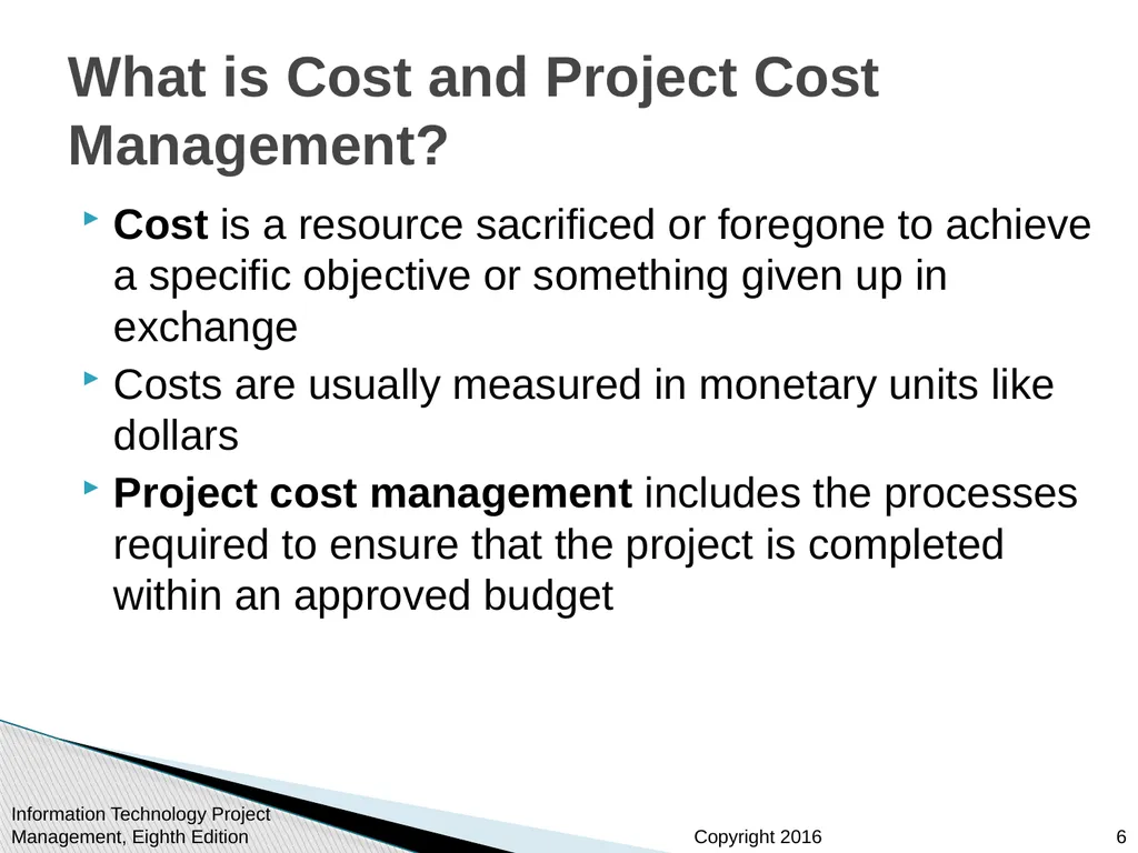 Chapter 7 Project Cost Management Information - slide 6 of 41