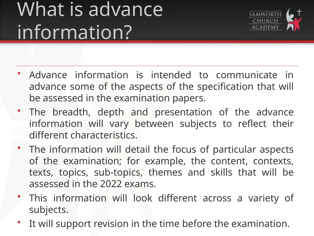 GCSE & A-Level Advance Exam Information 2021-2022 - slide 2 of 15