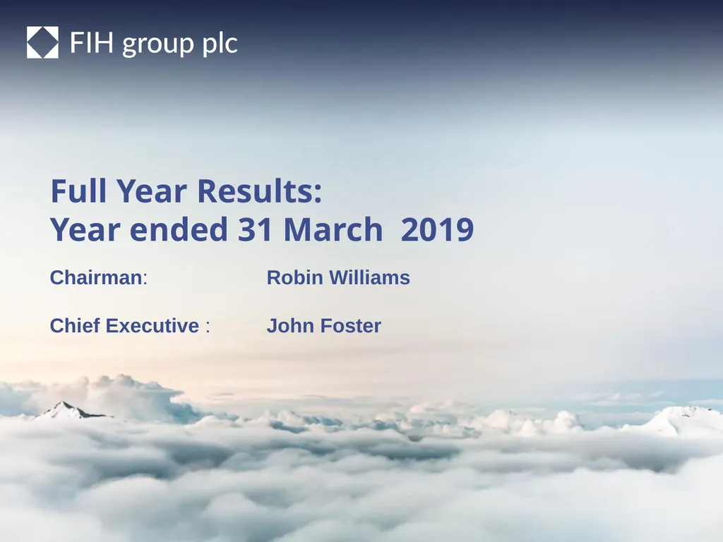 Full Year Results: Year ended 31 March 2019