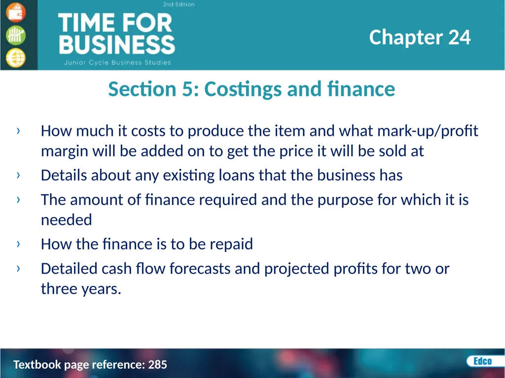Chapter 24: Writing a Business Plan Learning - slide 9 of 19