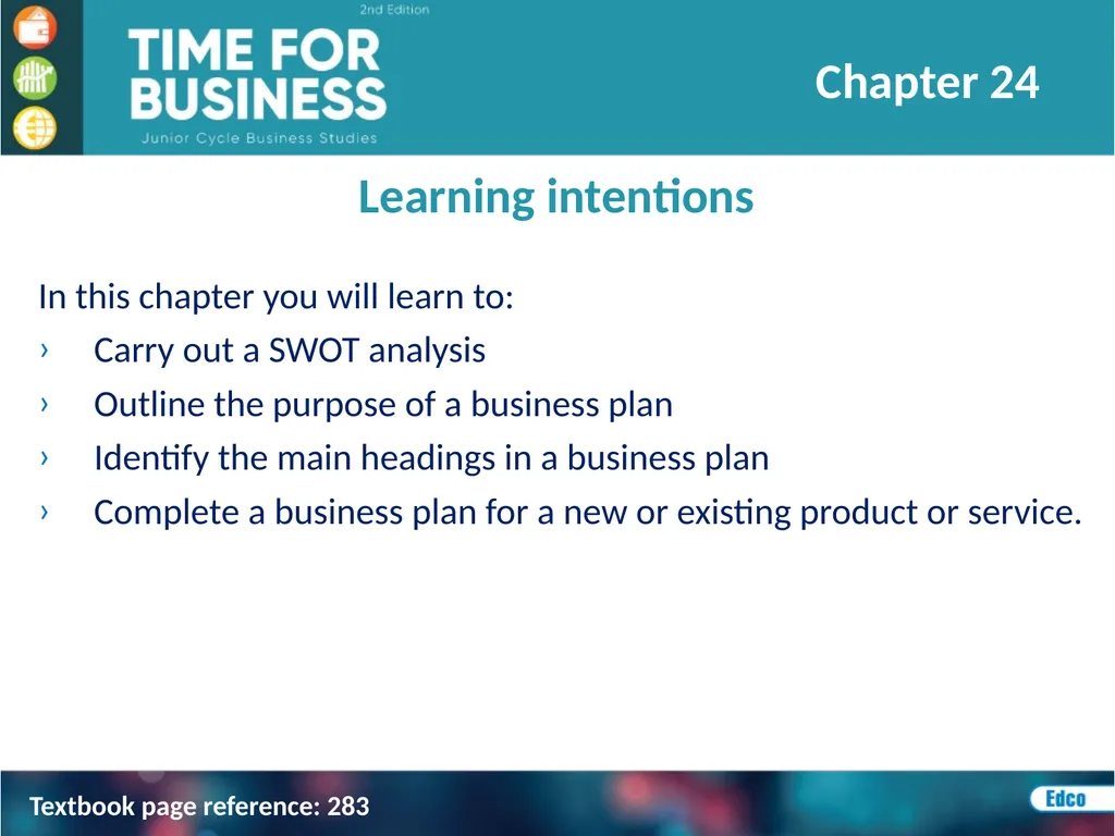 Chapter 24: Writing a Business Plan Learning - slide 2 of 19