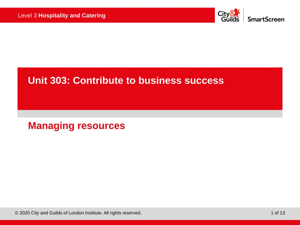 PowerPoint presentation Managing resources Unit - slide 1 of 13