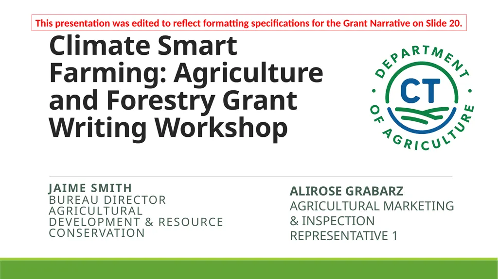 Climate Smart Farming: Agriculture and Forestry - slide 1 of 24