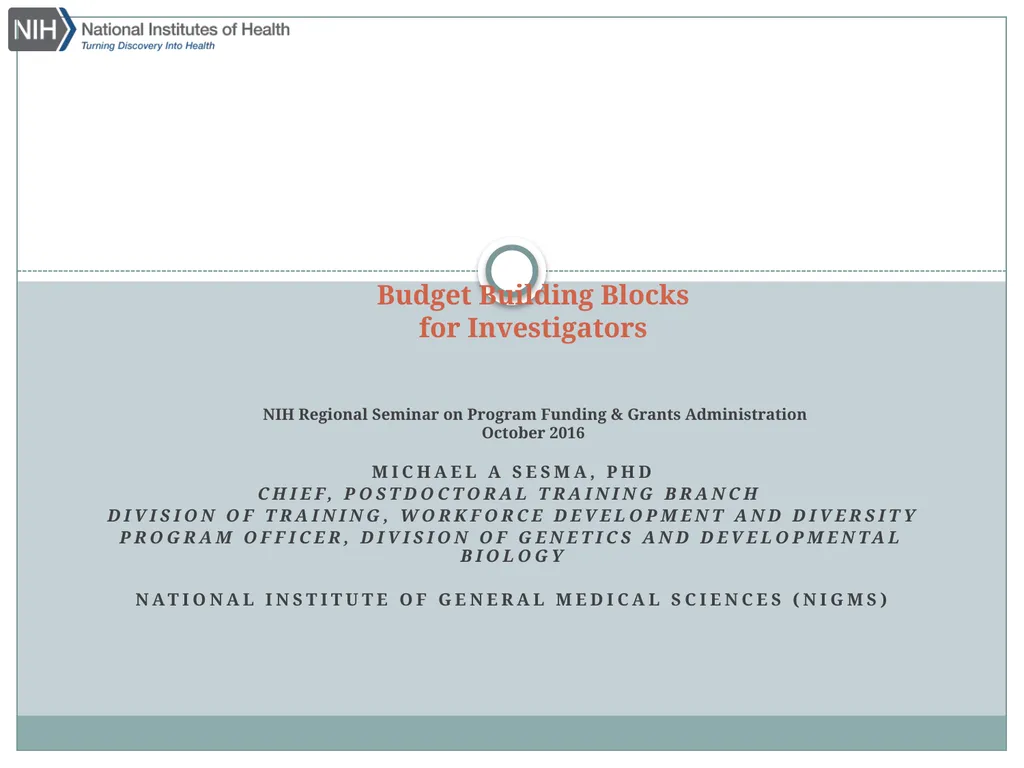 Michael A Sesma, Phd Chief, Postdoctoral training - slide 1 of 52