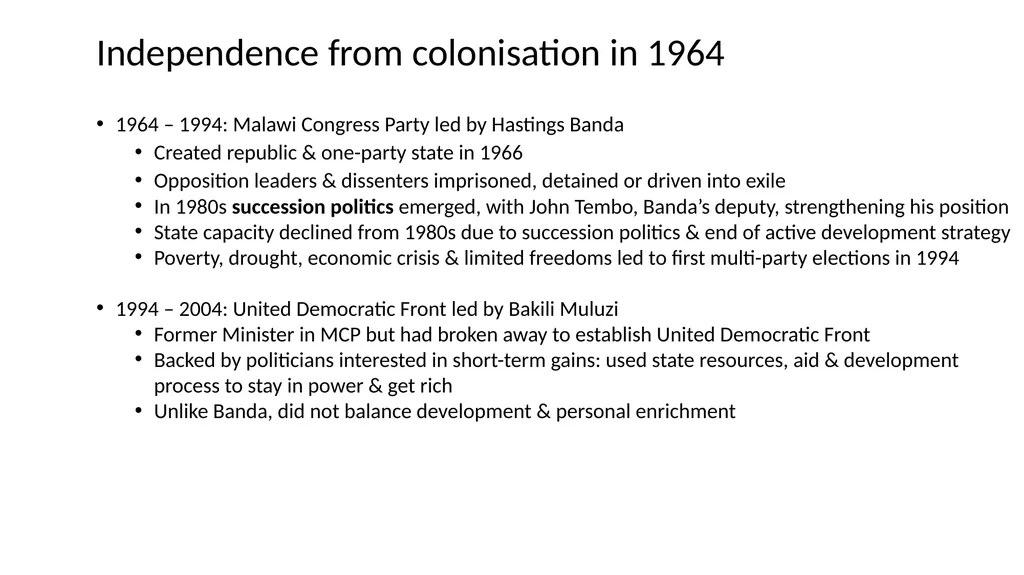Malawi Case Study Political Economy Determinants - slide 14 of 35