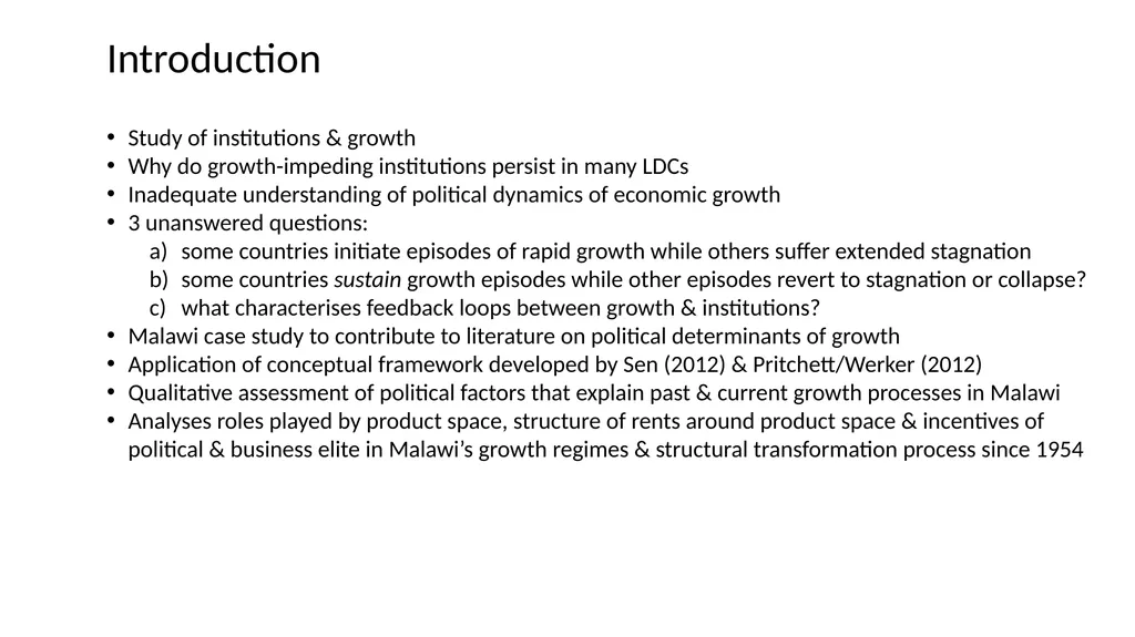 Malawi Case Study Political Economy Determinants - slide 5 of 35
