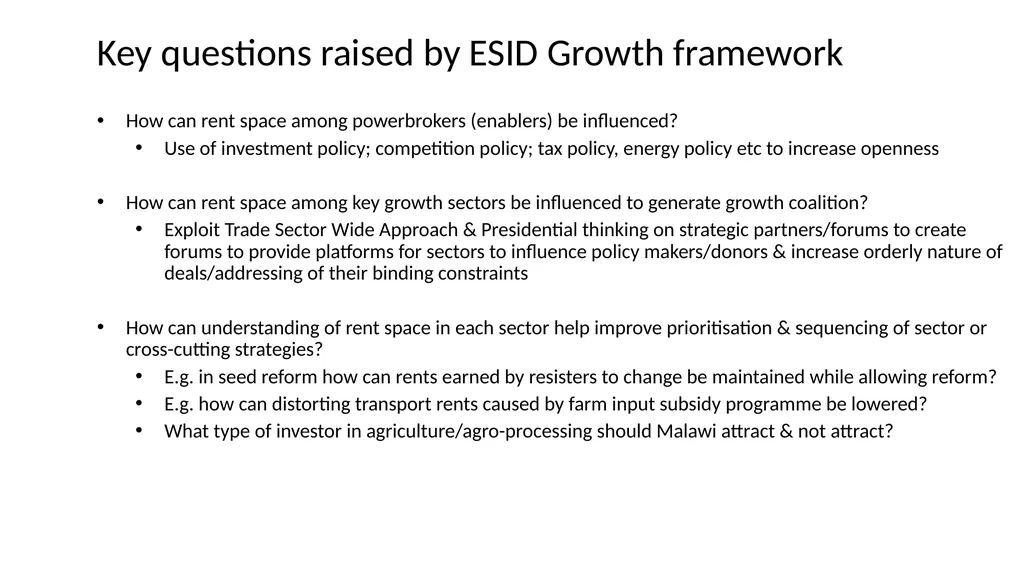 Malawi Case Study Political Economy Determinants - slide 33 of 35