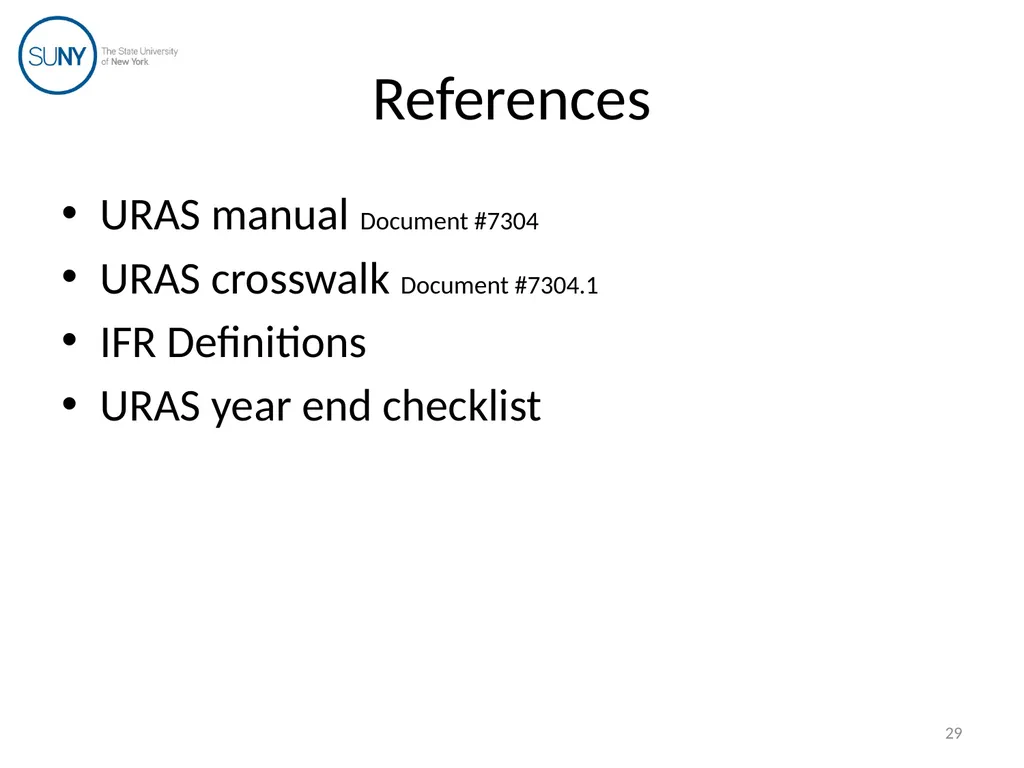 Uniform Revenue Accounting System (URAS) Training - slide 29 of 30