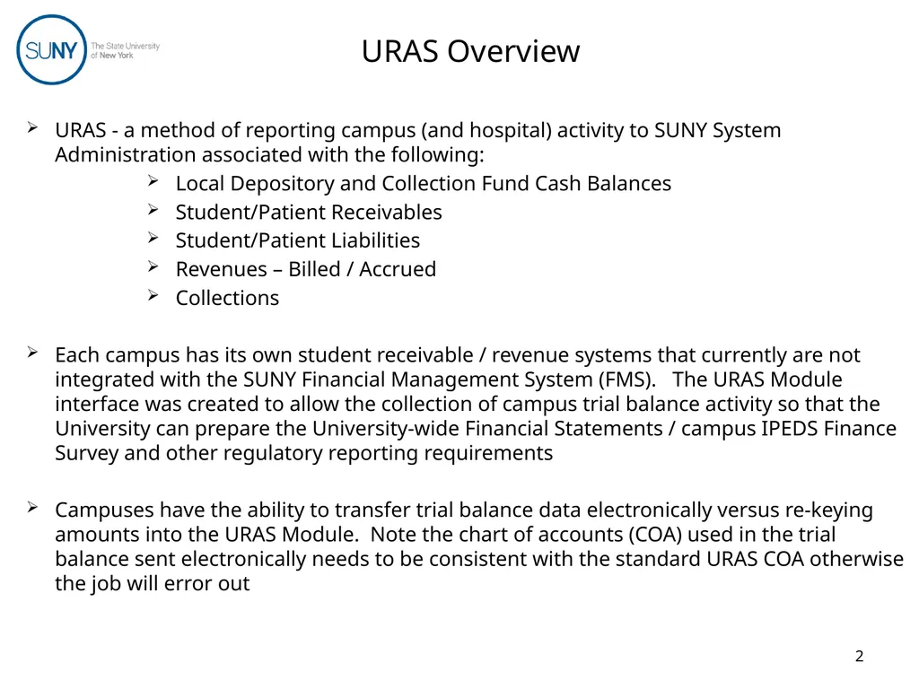 Uniform Revenue Accounting System (URAS) Training - slide 2 of 30