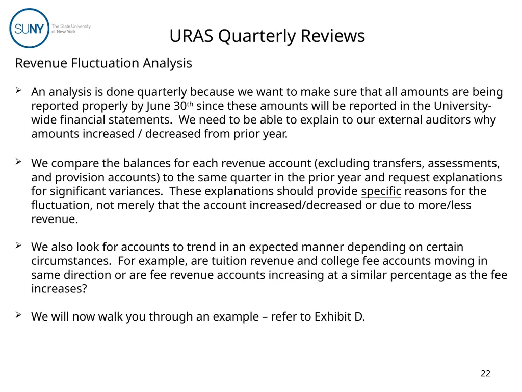 Uniform Revenue Accounting System (URAS) Training - slide 22 of 30