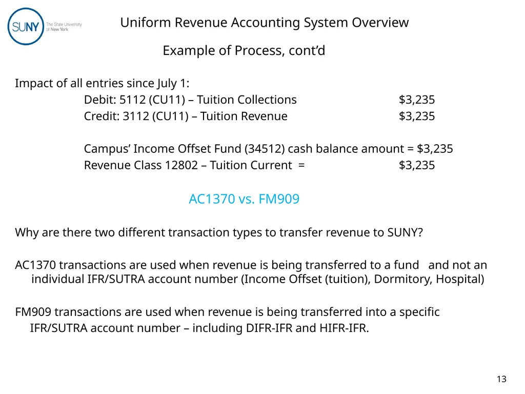 Uniform Revenue Accounting System (URAS) Training - slide 13 of 30