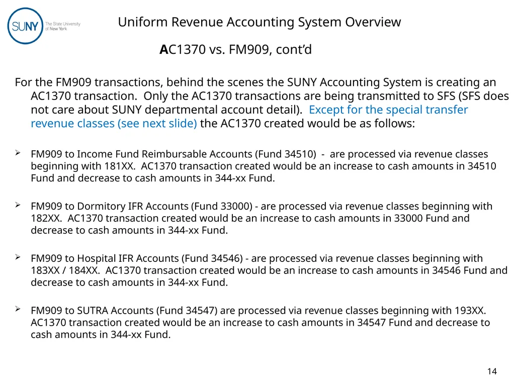 Uniform Revenue Accounting System (URAS) Training - slide 14 of 30