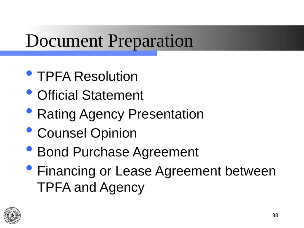 Texas Public Finance Authority Client Agency - slide 38 of 40