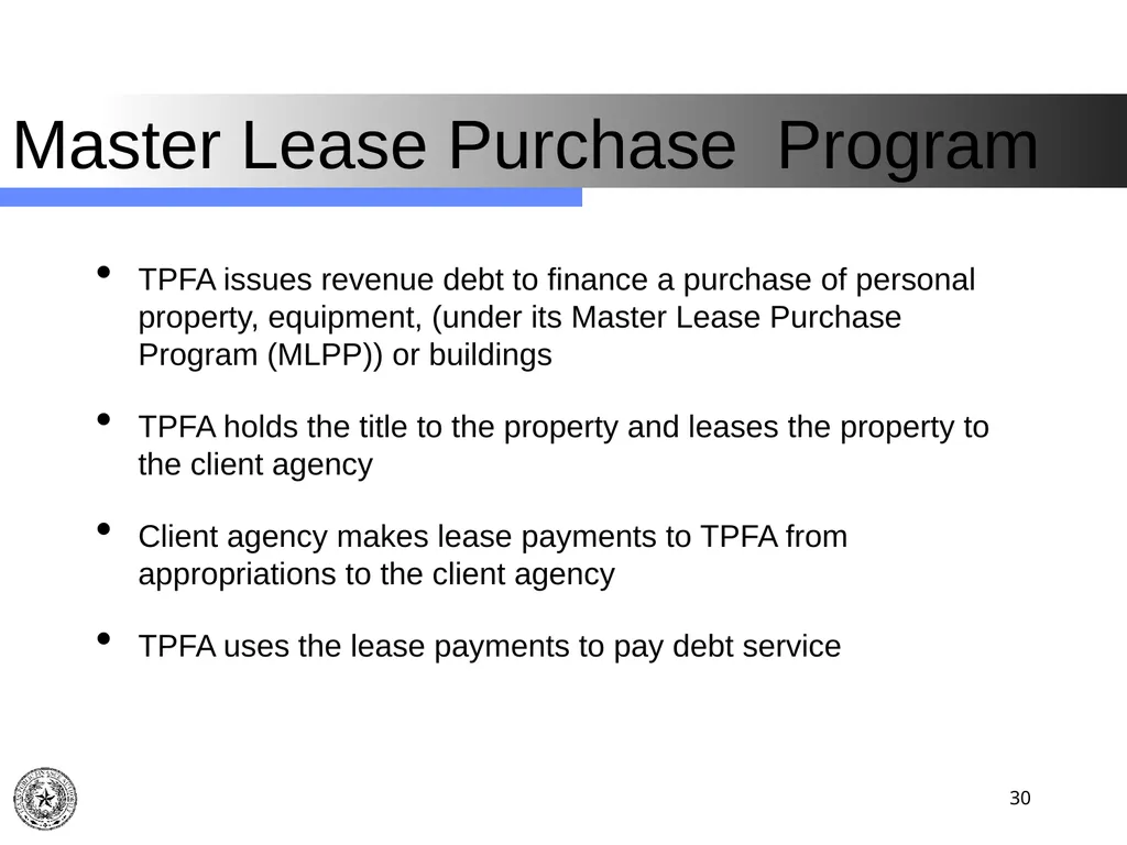 Texas Public Finance Authority Client Agency - slide 30 of 40