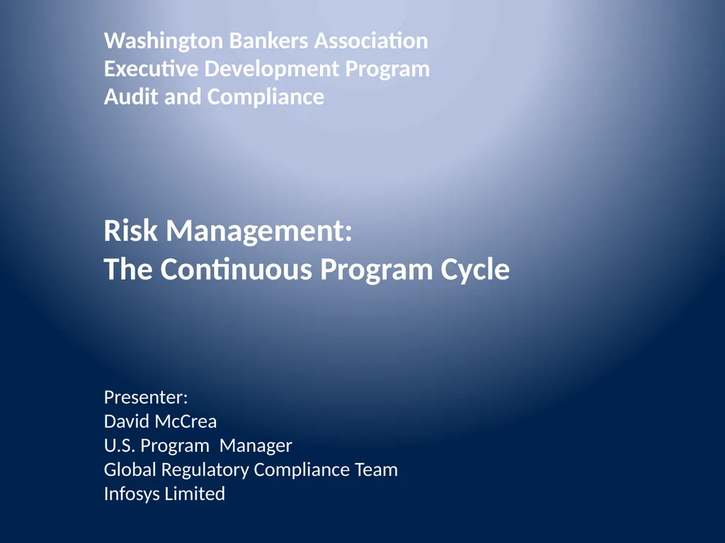 Washington Bankers Association Executive - slide 1 of 42