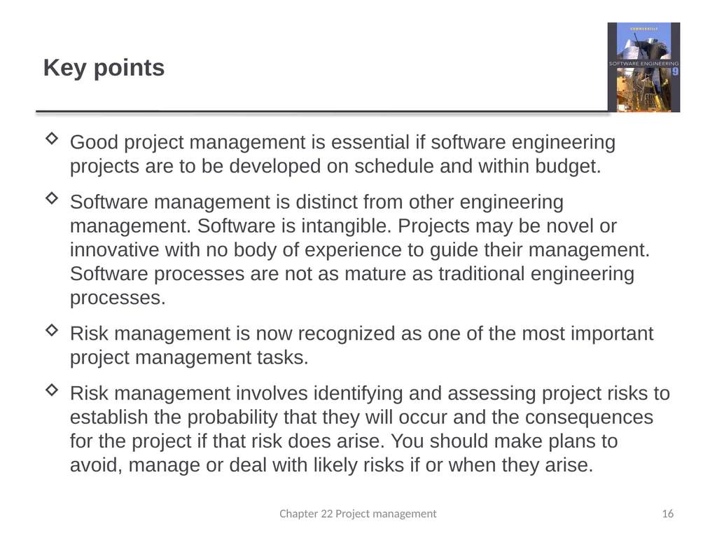 Chapter 22 – Risk Management 1 Chapter 22 Project - slide 16 of 16