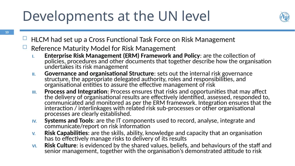 Strengthening ITU Risk Management Framework - slide 10 of 15