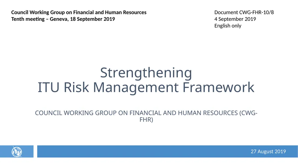 Strengthening ITU Risk Management Framework - slide 1 of 15