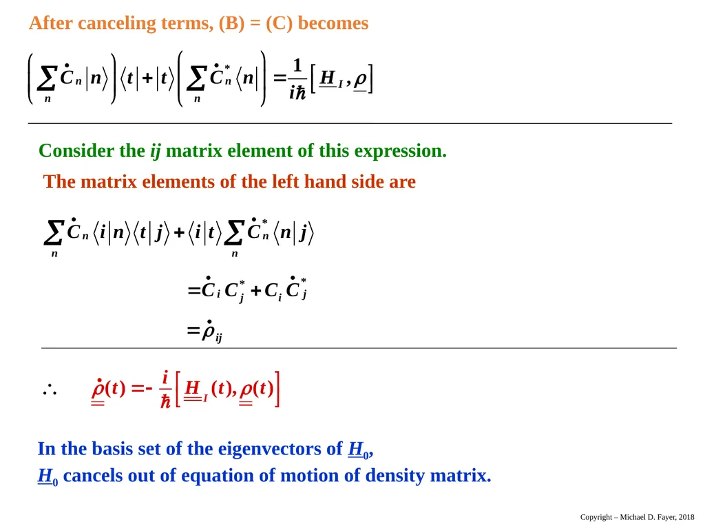 Chapter 14 Density Matrix State of a system at - slide 23 of 53