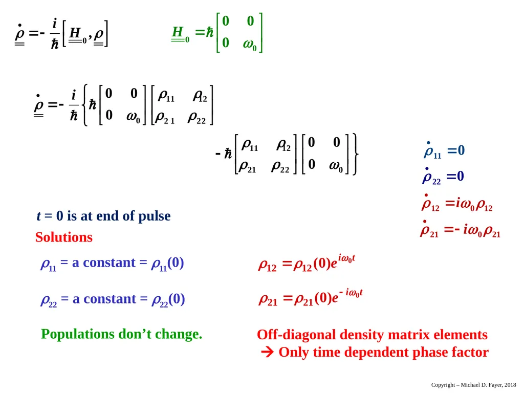 Chapter 14 Density Matrix State of a system at - slide 39 of 53