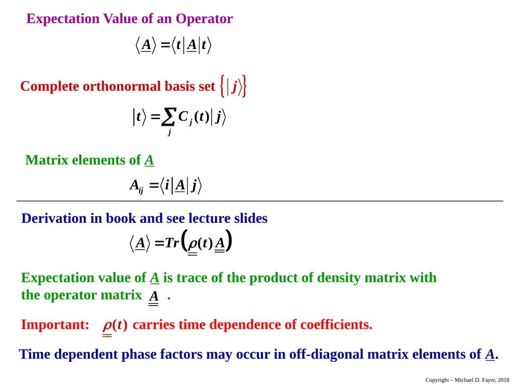 Chapter 14 Density Matrix State of a system at - slide 18 of 53