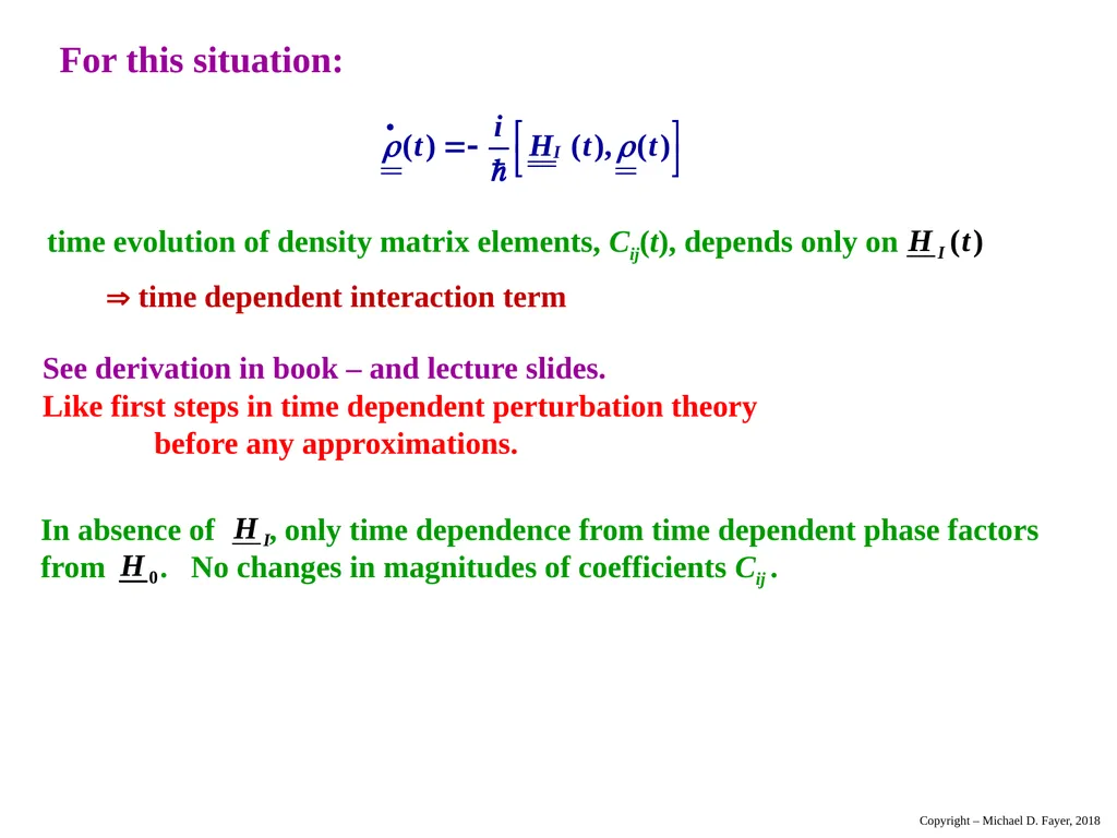 Chapter 14 Density Matrix State of a system at - slide 11 of 53