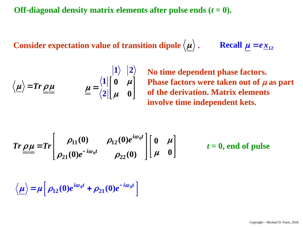 Chapter 14 Density Matrix State of a system at - slide 40 of 53