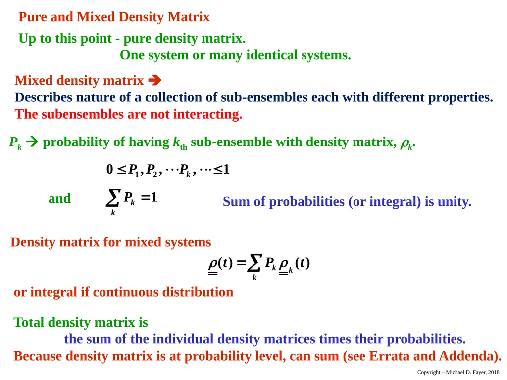 Chapter 14 Density Matrix State of a system at - slide 43 of 53