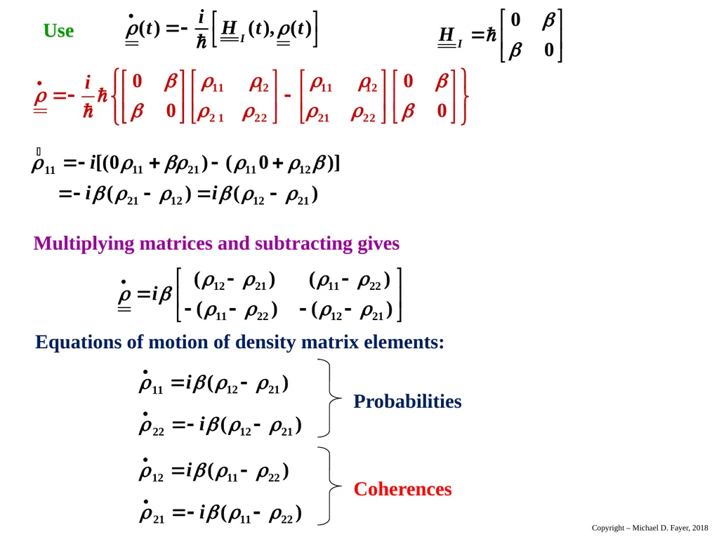 Chapter 14 Density Matrix State of a system at - slide 13 of 53