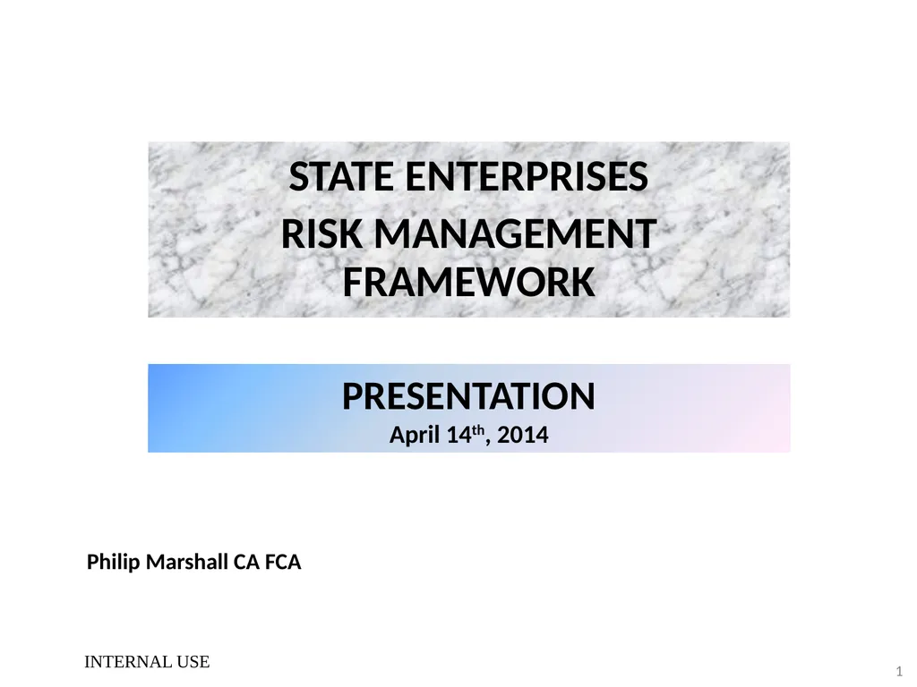 STATE ENTERPRISES RISK MANAGEMENT FRAMEWORK 1 - slide 1 of 3