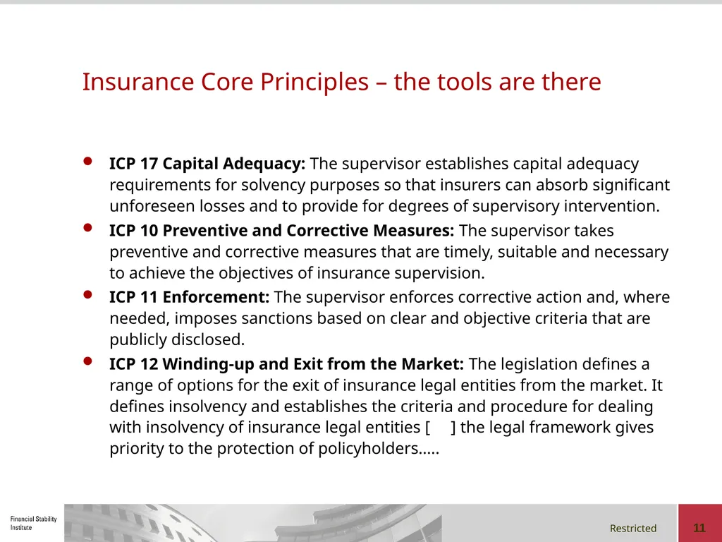 Early-warning Indicators, Supervisory Intervention - slide 11 of 22