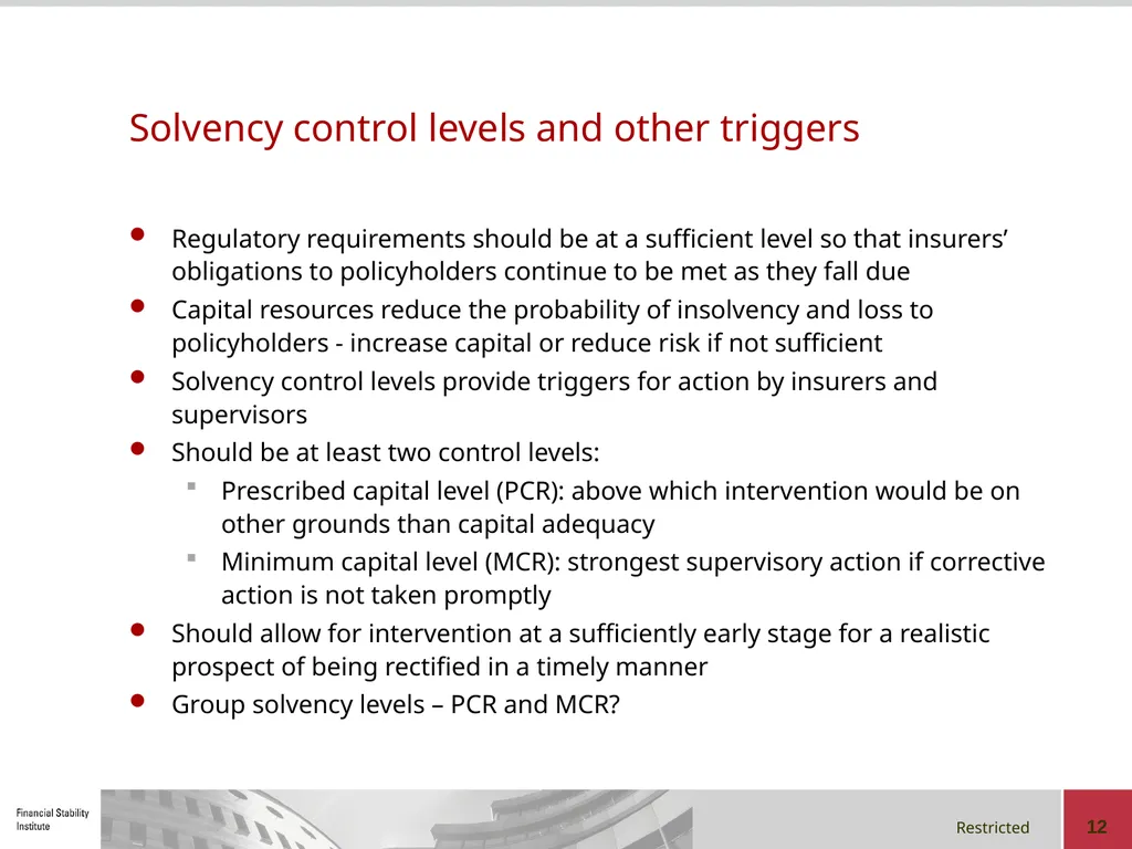 Early-warning Indicators, Supervisory Intervention - slide 12 of 22