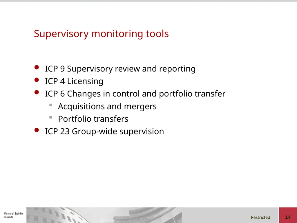 Early-warning Indicators, Supervisory Intervention - slide 14 of 22