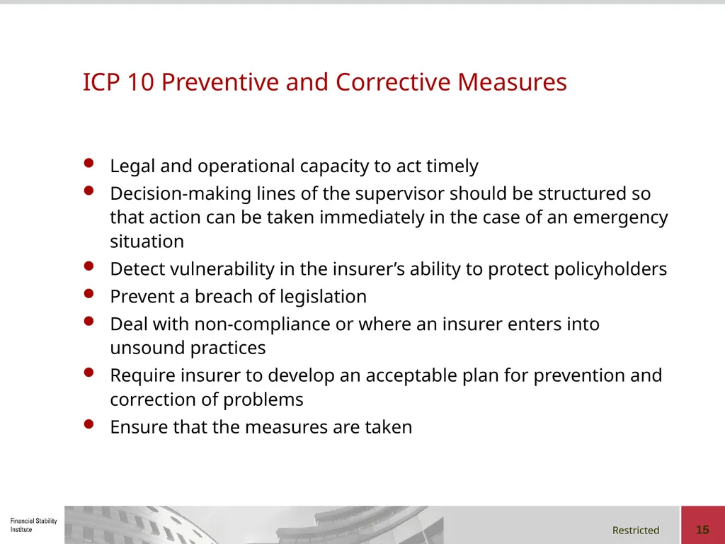 Early-warning Indicators, Supervisory Intervention - slide 15 of 22