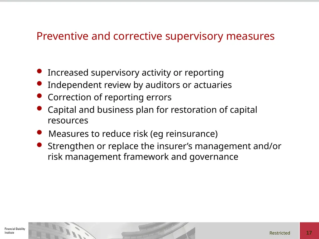 Early-warning Indicators, Supervisory Intervention - slide 17 of 22