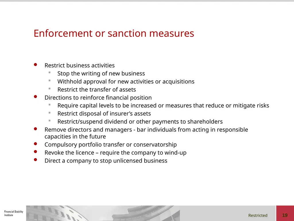 Early-warning Indicators, Supervisory Intervention - slide 19 of 22