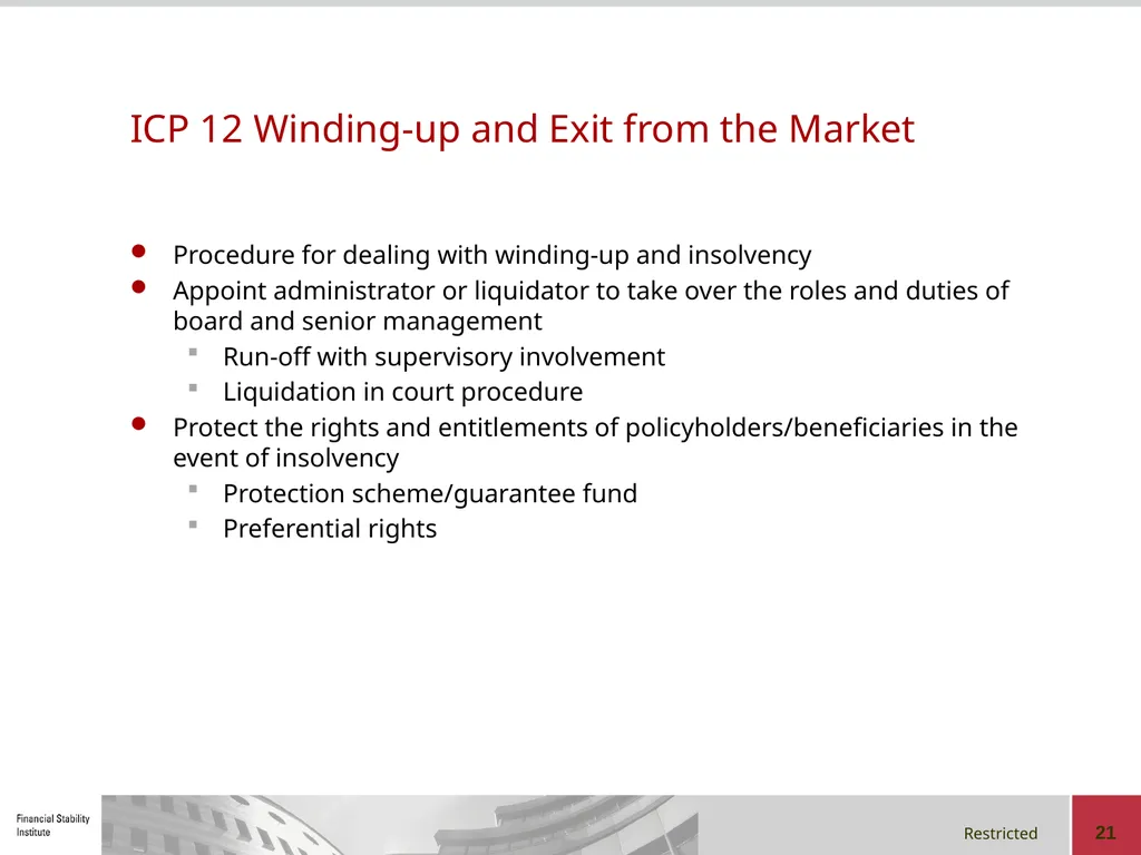 Early-warning Indicators, Supervisory Intervention - slide 21 of 22