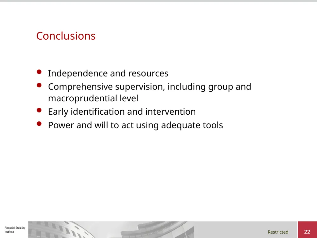 Early-warning Indicators, Supervisory Intervention - slide 22 of 22