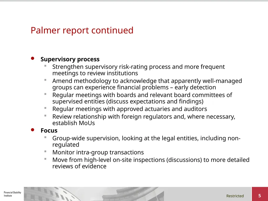 Early-warning Indicators, Supervisory Intervention - slide 5 of 22