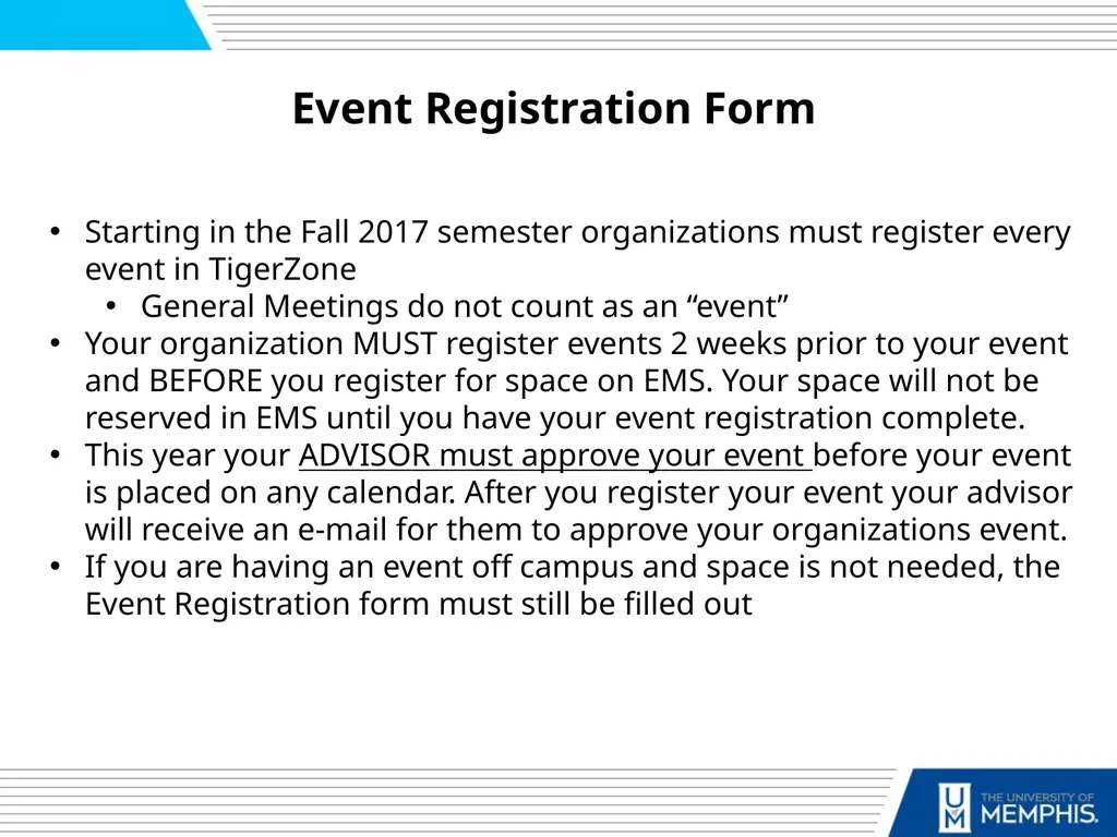 RSO Mandatory Training Fall 2018 Today’s Agenda: - slide 5 of 17