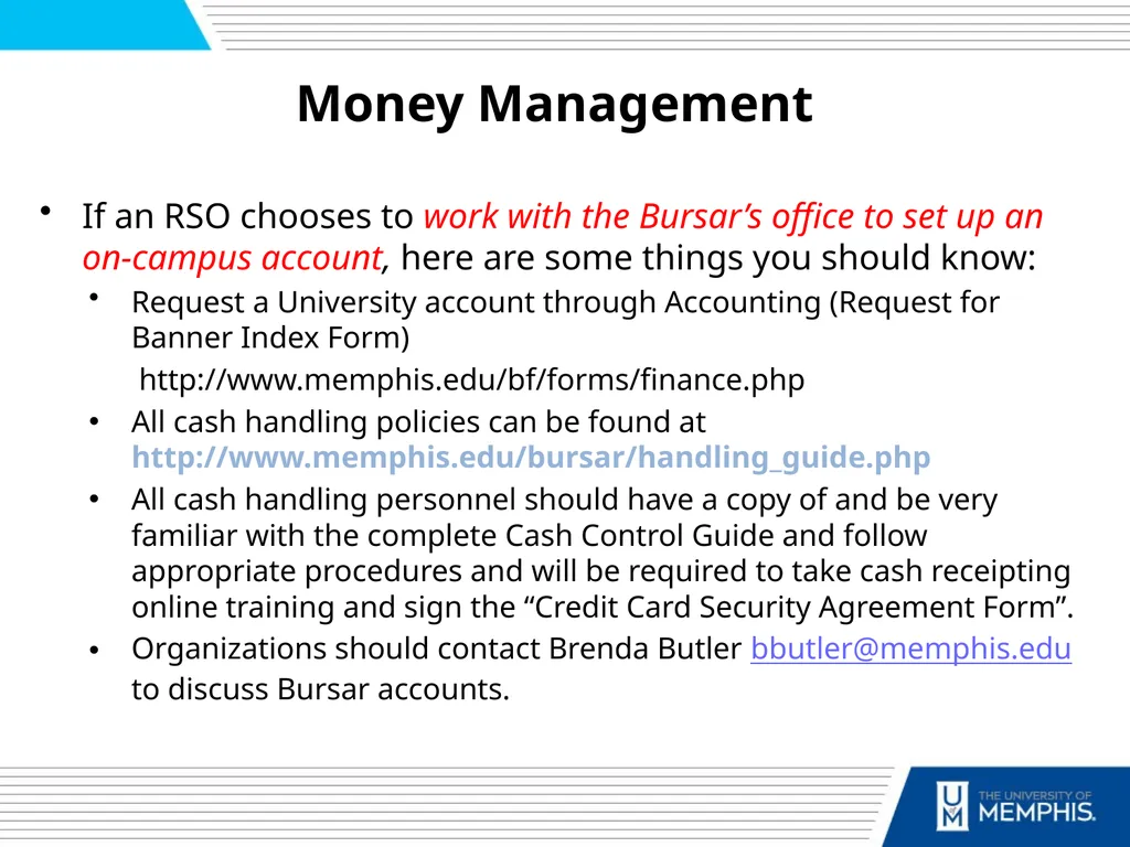 RSO Mandatory Training Fall 2018 Today’s Agenda: - slide 11 of 17