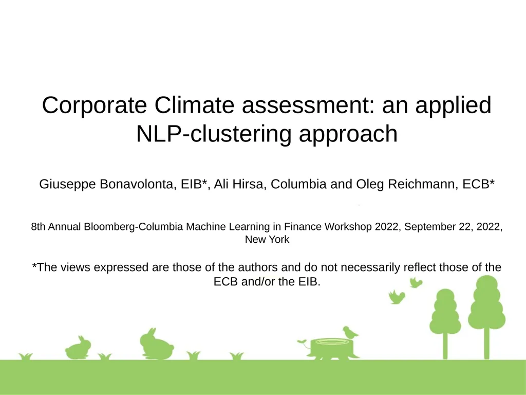 Corporate Climate assessment: an applied - slide 1 of 33