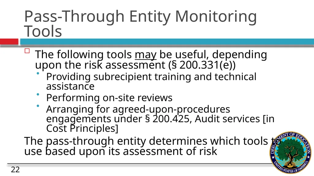 Risk and Subaward Management under the Uniform - slide 22 of 28