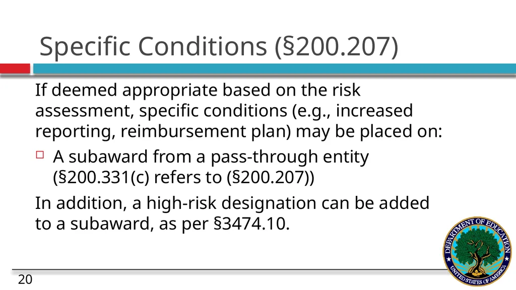 Risk and Subaward Management under the Uniform - slide 20 of 28