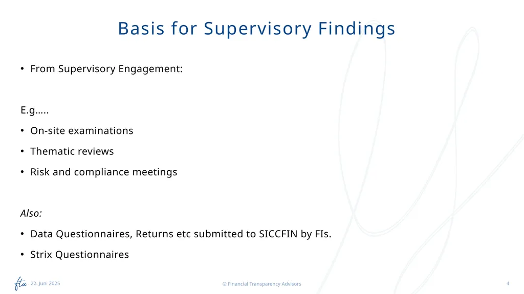SICCFIN Supervisory Findings (FIs) 18 April 2023 - slide 4 of 22