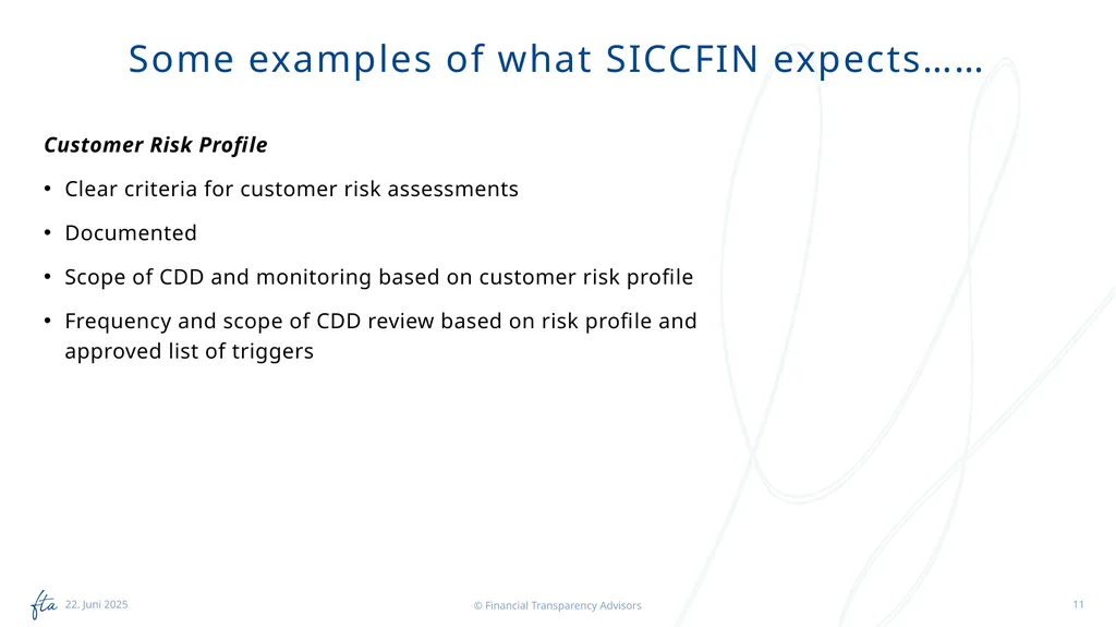 SICCFIN Supervisory Findings (FIs) 18 April 2023 - slide 11 of 22