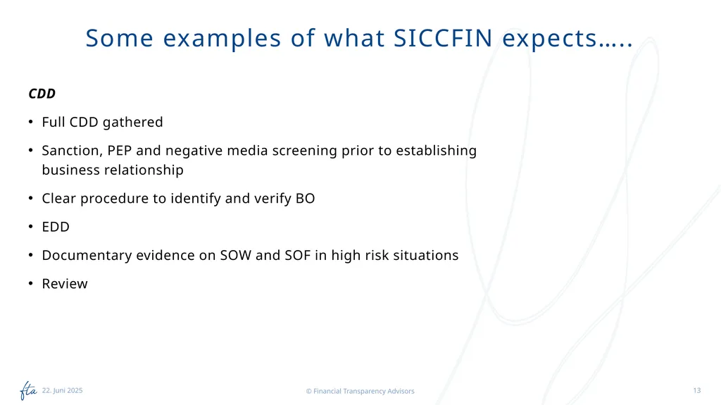 SICCFIN Supervisory Findings (FIs) 18 April 2023 - slide 13 of 22
