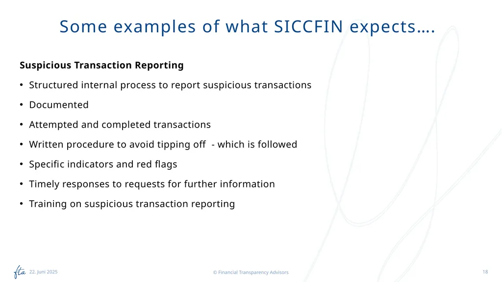 SICCFIN Supervisory Findings (FIs) 18 April 2023 - slide 18 of 22