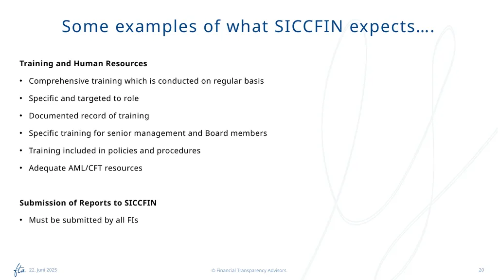 SICCFIN Supervisory Findings (FIs) 18 April 2023 - slide 20 of 22